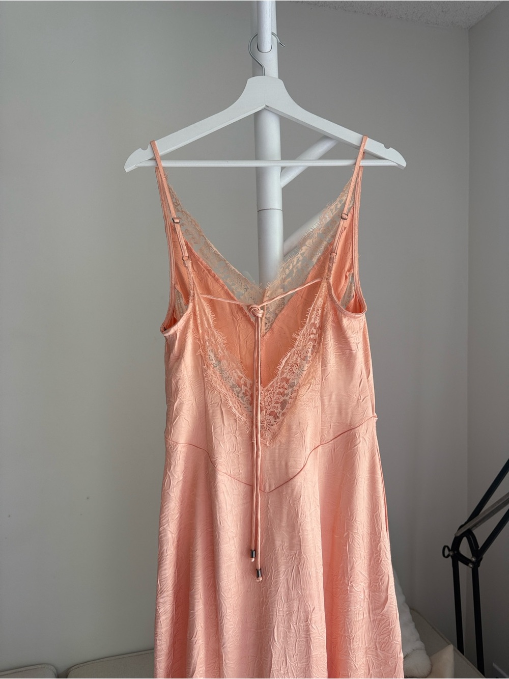 Free People Formal Salmon Orange Lace Slip Maxi Dress Open Back Wedding guest - Picture 14 of 15